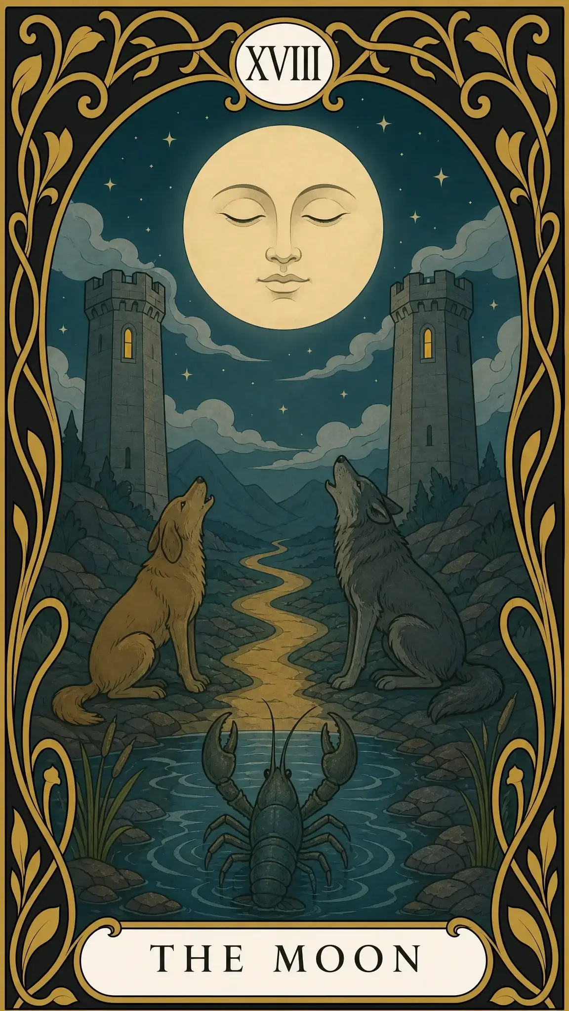 Měsíc — tarotová karta, XVIII The Moon