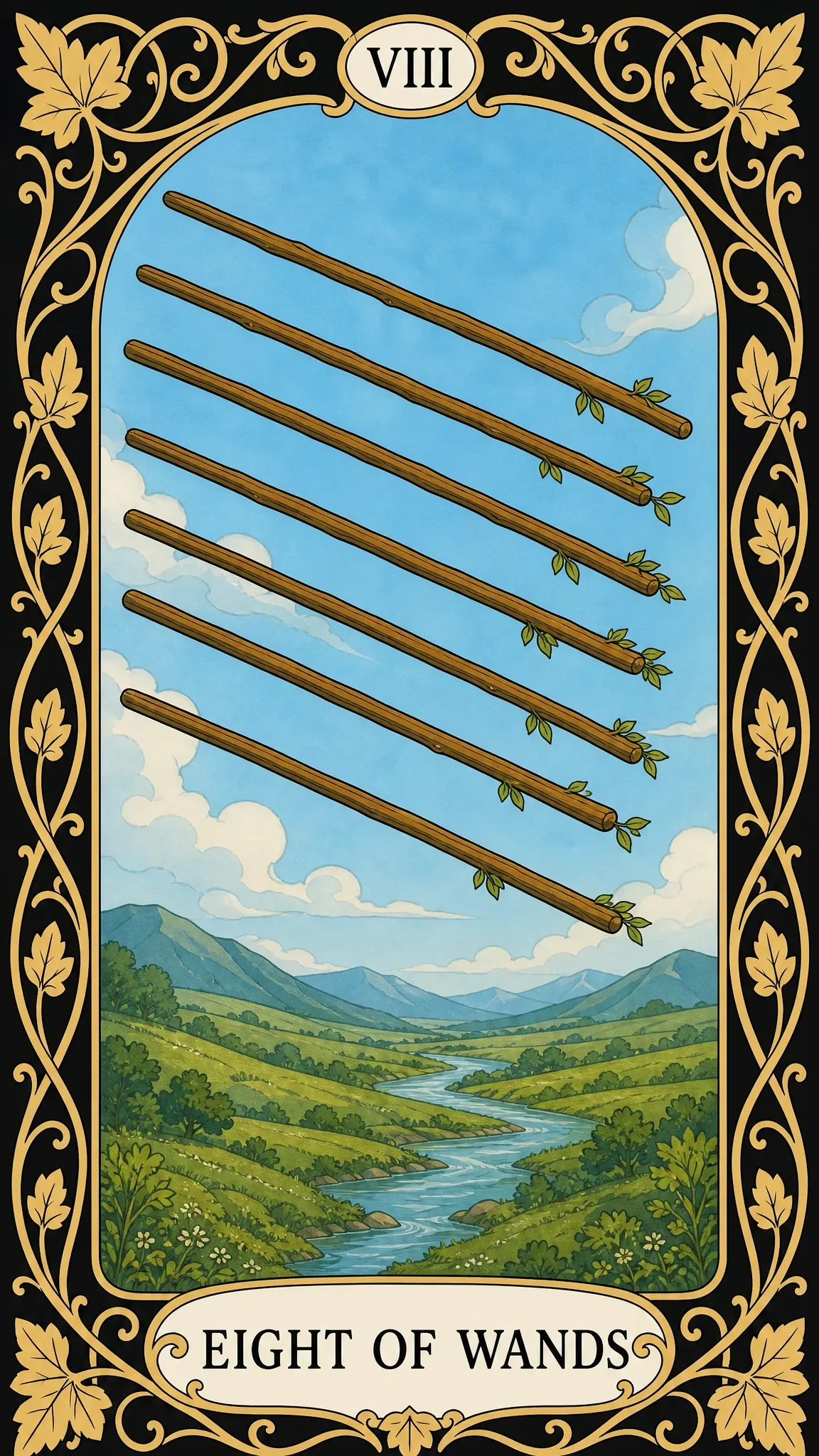 ثمانية من العصي — بطاقة تاروت, VIII Eight of Wands