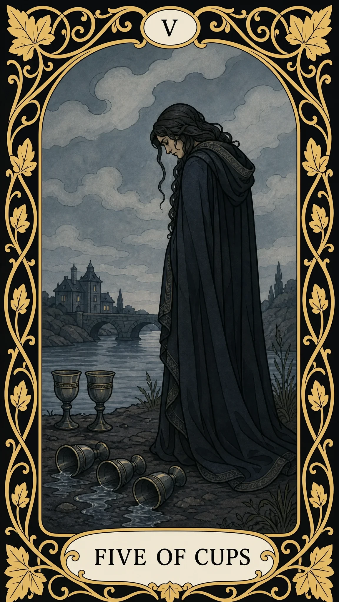 Pět pohárů — tarotová karta, V Five of Cups