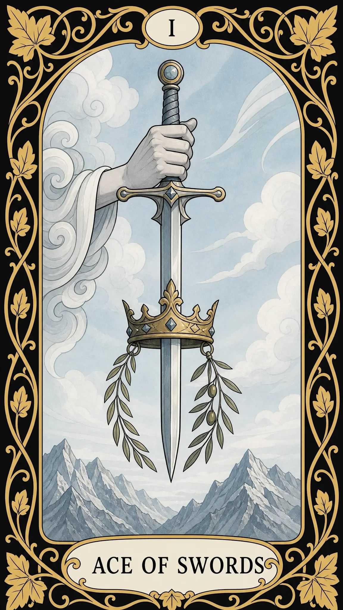 Kardų tūzas — taro korta, I Ace of Swords