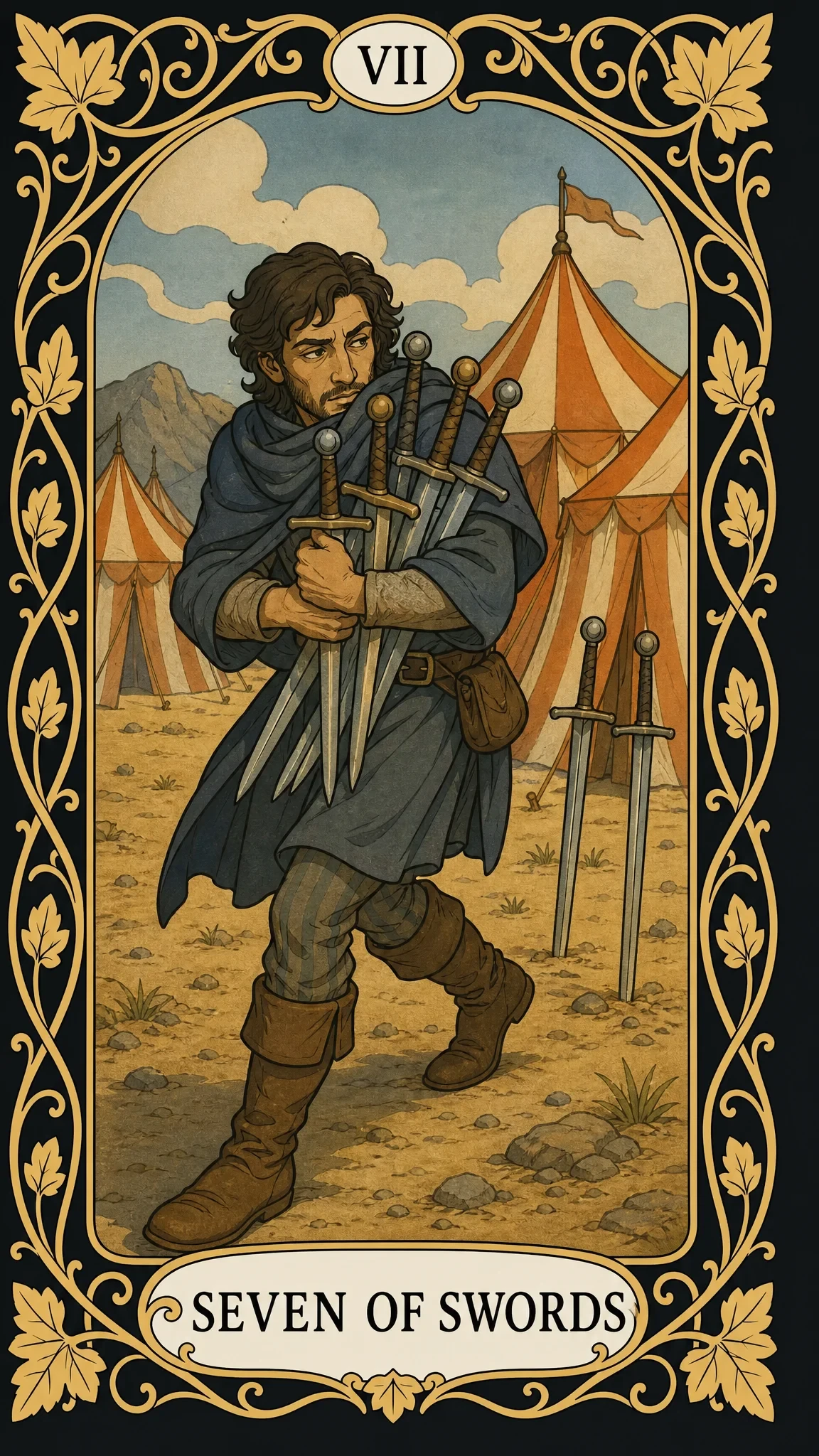سبعة سيوف — بطاقة تاروت, VII Seven of Swords