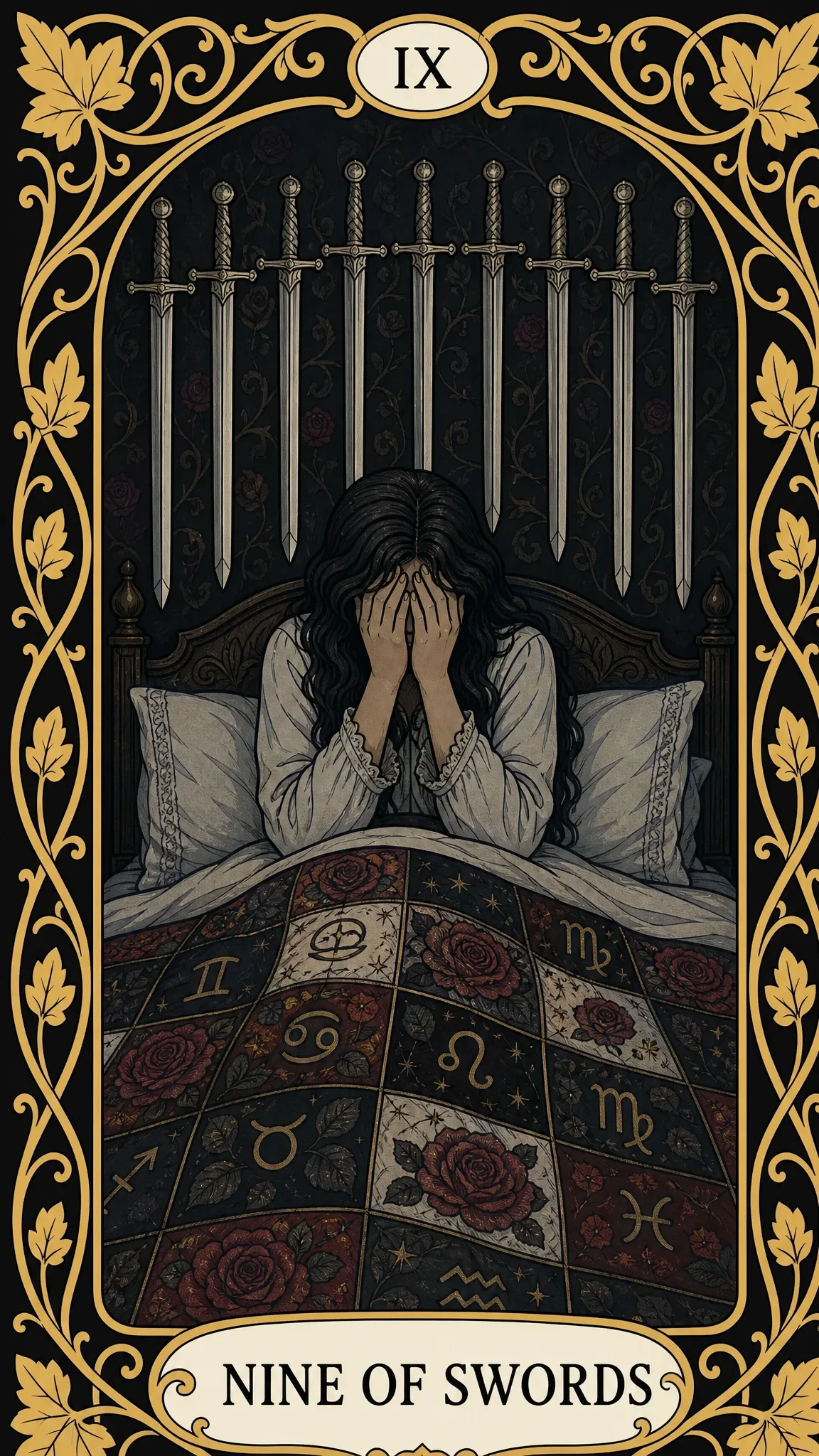 نه شمشیر — کارت تاروت, IX Nine of Swords