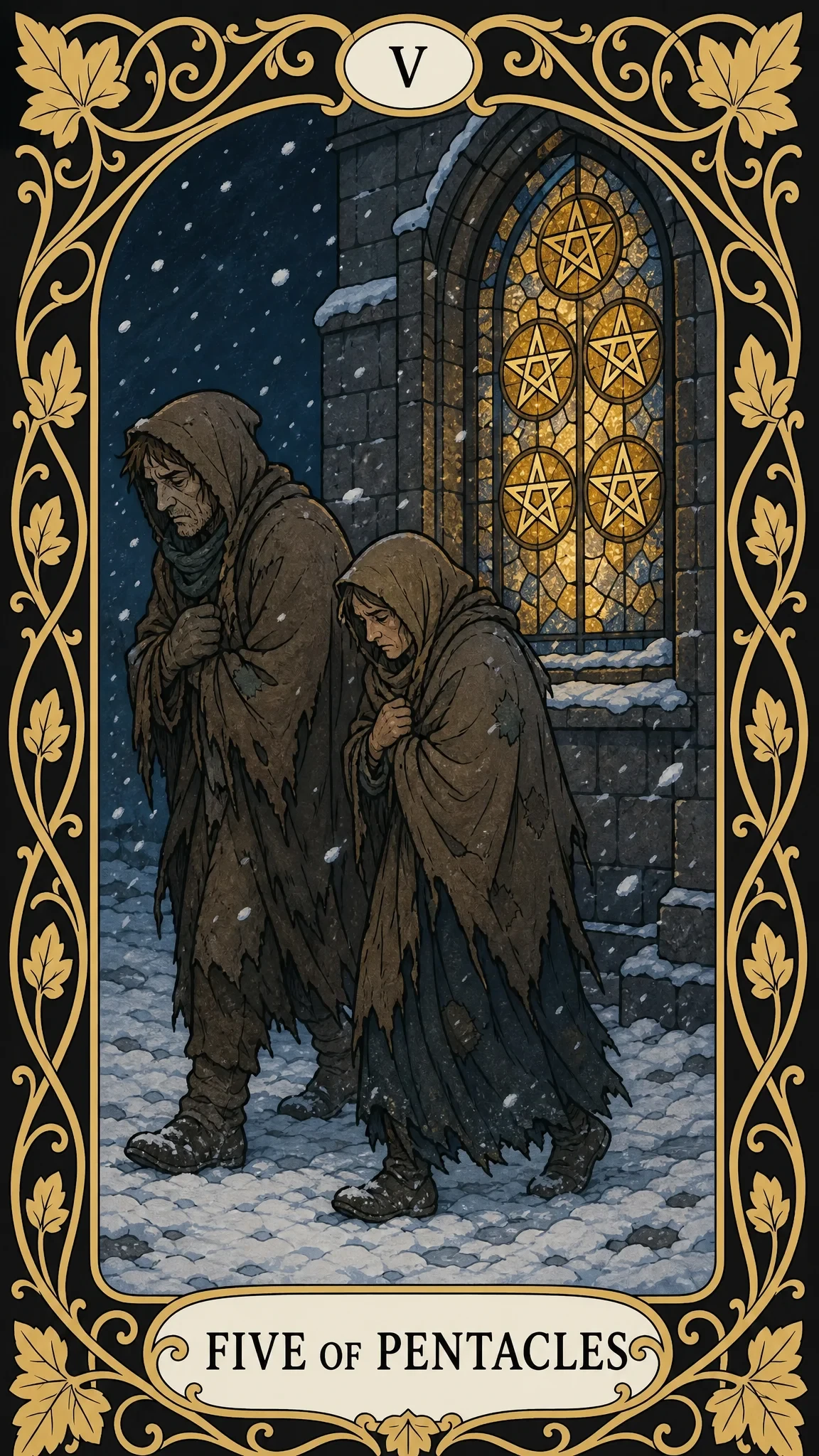 خمسة عملات — بطاقة تاروت, V Five of Pentacles