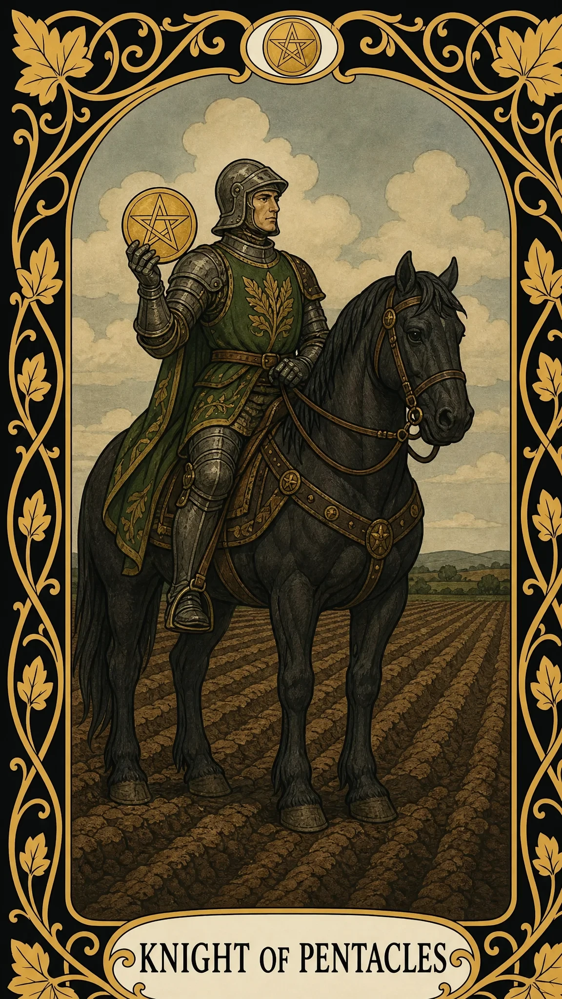 Rytíř pentaklů — tarotová karta, Knight of Pentacles
