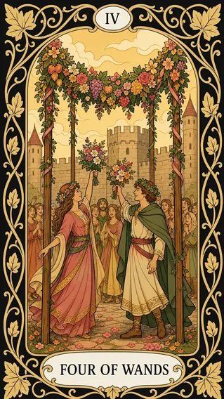 أربعة من العصي — بطاقة تاروت, IV Four of Wands