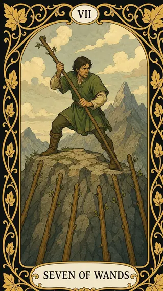 سبعة من العصي — بطاقة تاروت, VII Seven of Wands