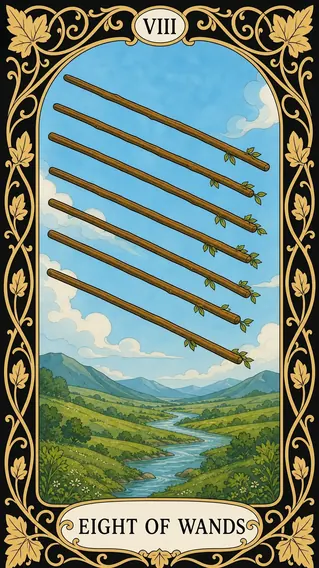 ثمانية من العصي — بطاقة تاروت, VIII Eight of Wands