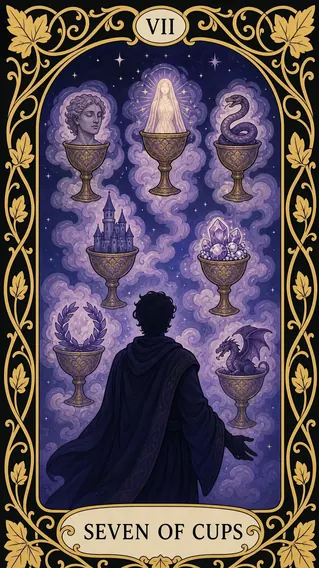 سبعة كؤوس — بطاقة تاروت, VII Seven of Cups