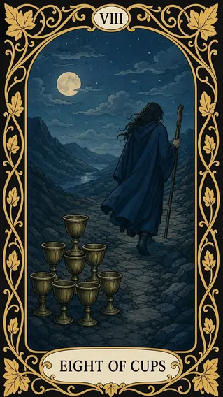 ثمانية كؤوس — بطاقة تاروت, VIII Eight of Cups
