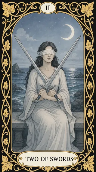 اثنان من السيوف — بطاقة تاروت, II Two of Swords