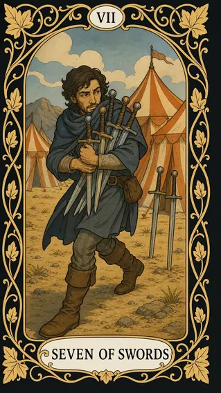 سبعة سيوف — بطاقة تاروت, VII Seven of Swords