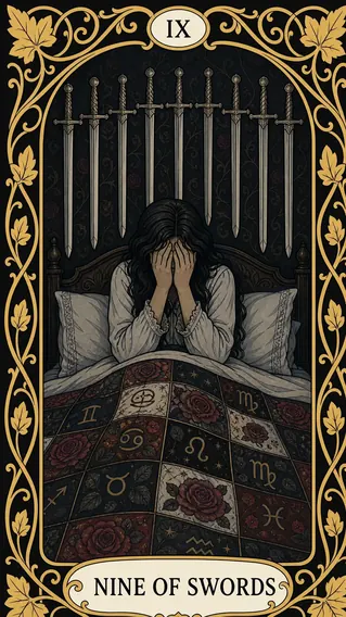 تسعة سيوف — بطاقة تاروت, IX Nine of Swords
