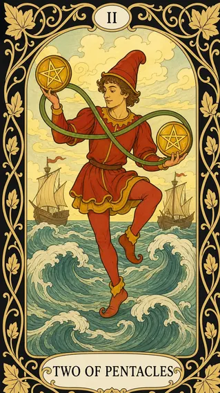 اثنان من العملات — بطاقة تاروت, II Two of Pentacles