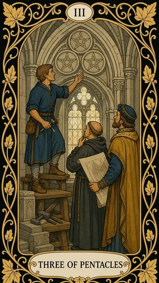 ثلاثة عملات — بطاقة تاروت, III Three of Pentacles