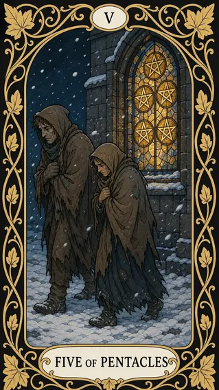 خمسة عملات — بطاقة تاروت, V Five of Pentacles