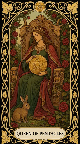 ملكة العملات — بطاقة تاروت, Queen of Pentacles